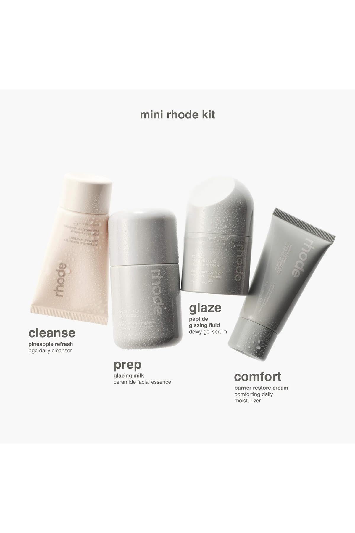 Rhode mini skincare kit – 4-piece travel-size set with Pineapple Refresh Cleanser, Glazing Milk, Peptide Glazing Fluid, and Barrier Restore Cream thumbnail 4