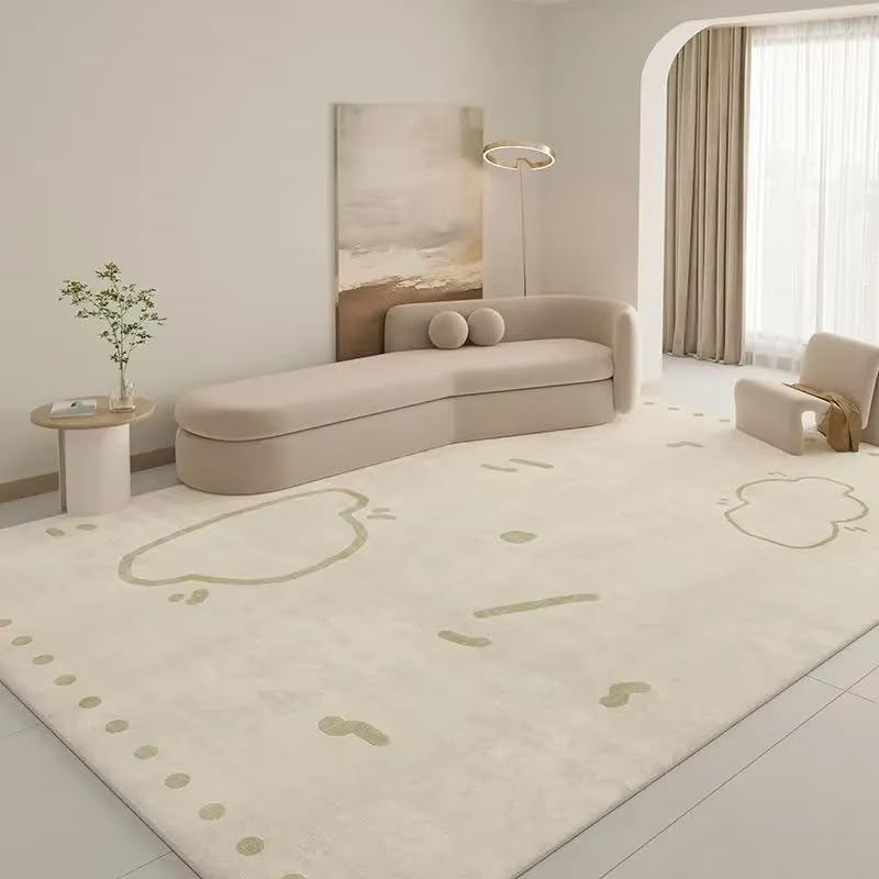 Tapis de salon antidérapant beige crème grand format 180x250 pour chambre