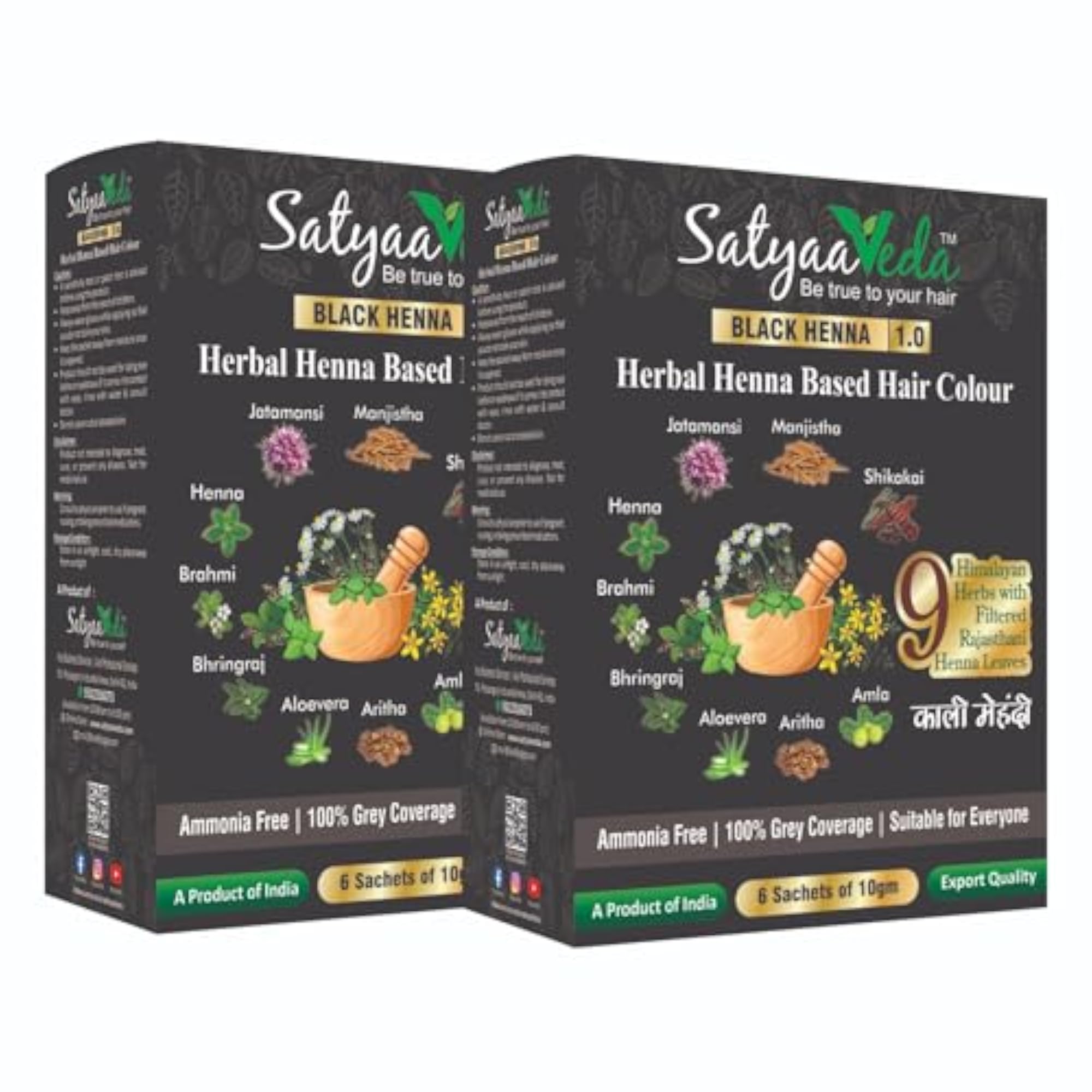 Natural Black Ammonia Free Herbal Hair Colour with 9 Herbs