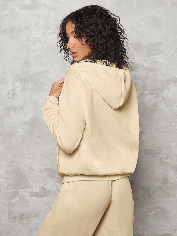 Image of Imsa Moda Women's Polycotton Fleece Plain Hooded Neck Full Zipper Winter Jacket Sweatshirts Casual Hoodie with Kangaroo Pocket