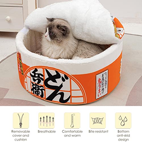 Camas Cobertas Engraçadas para Gatos | Casa de gato em forma de macarrão instantâneo antiderrapante