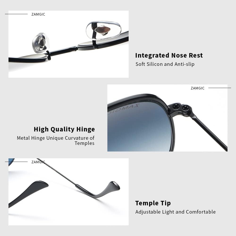 ZAMGIC Aviator Glass Lens Sunglasses,Military Style,UV400 Protection Sun Glasses for Men Women