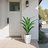 YEPDIN Künstlicher Dracaena-Baum mit weißem hohem Pflanzgefäß, hohe Topfpflanzen, für den Innenbereich, für Zuhause, Büro, Wohnzimmer, Outdoor, 122 cm