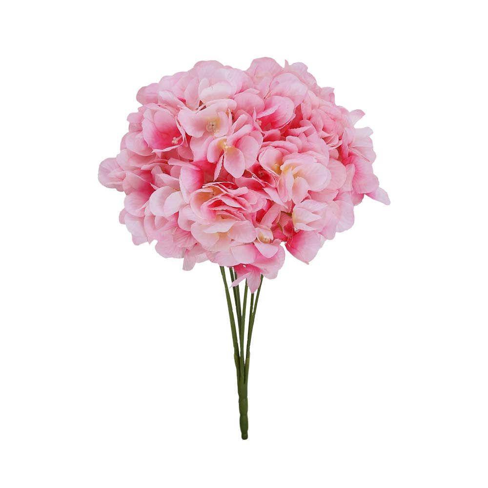 YATAI Artificial Flowers Bouquet, Elegant Faux Silk Hydrangea Flowers, No Maintenance, Eco-Friendly Faux Flower, Allergy-Free Fake Flowers for Vase, Faux Floral Arrangement for Home Decor, Dark-Pink
