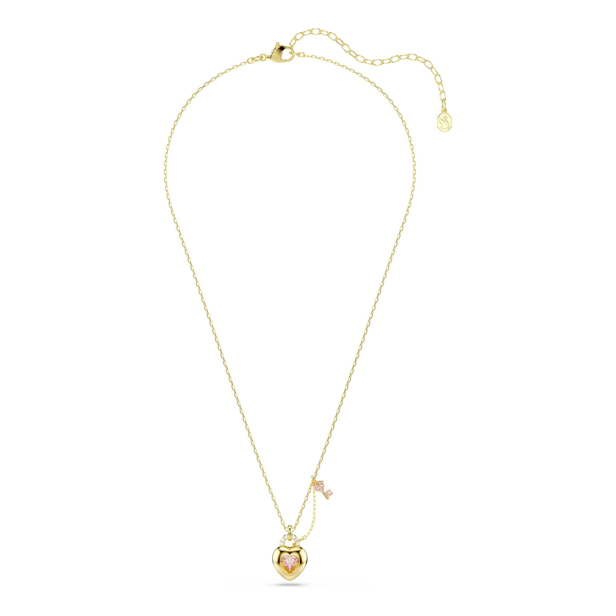 Swarovski Idyllia Kolekcja, Mixed Cuts, Heart With Key, Różowy, Wykończenie 18k złoto