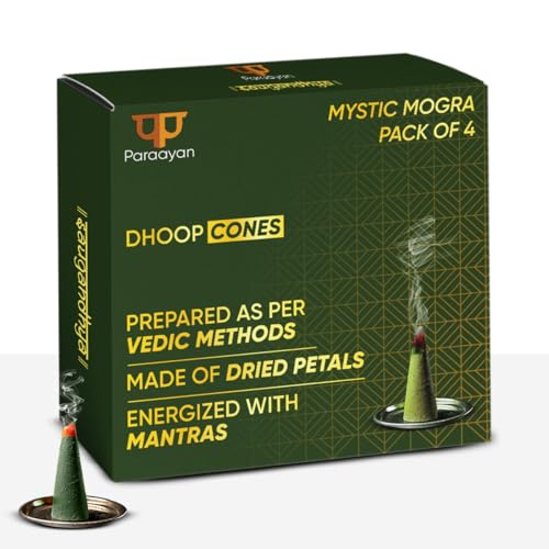 Image of Paraayan Dry Dhoop Cones | 80 Cones | Pack of 4 | Fragrance Mogra | Bambooless Dhoop Cones for Pooja Organic Dhoop Batti Incese Cones for Puja and Home