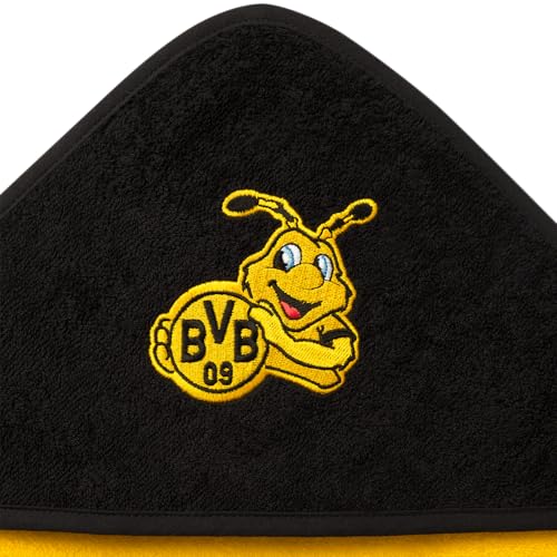 BVB Kapuzentuch Emma, Babyhandtuch 75 x 75 cm, Schwarz-Gelb, 100% Baumwolle