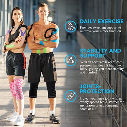 Monbessi Volleyball Knee Pads For Men Women, Soft Knee Pads With Thick Sponge Knee Protector, Knee Compression Sleeve For Dance Basketball Football Jogging Yoga Running Cycling Workout (Pink, Large) #TOP1