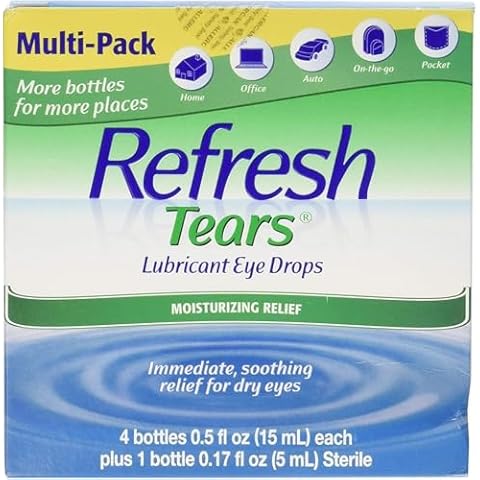 Refresh Tears Eye Drop Lubricant 4 x 15ml Bottles + 1 Bonus 5ml Bottle Cover