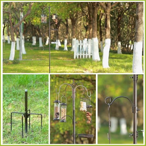 Bird Feeder Station with Suet Cage & Water Bowl Fruit Hook- Adjustable Pole, 6 Hanging Hooks for Wild Birds, Outdoor Garden Bird Feeding Kit - Image 5