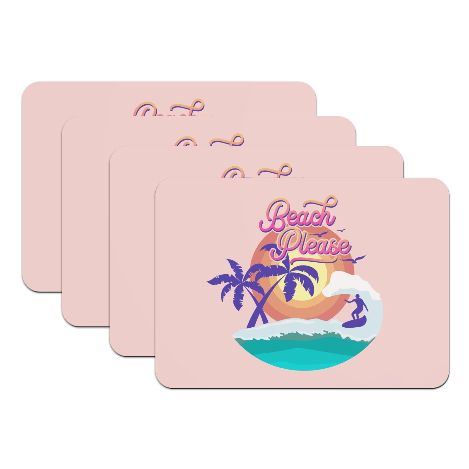 Set de table rose beach please grand format 39,5x28,5 cm x4