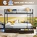 Rolanstar Metal Bunk Bed Twin Over Twin with USB Charging Station, LED Bunk Bed with 2 Storage Drawers, Bed with Safety Guardrail & Ladders, No Box Spring Needed, Easy Assembly, Black