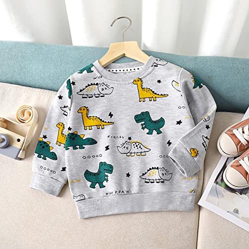 Kumary Toddler Boys' 3-Pack Long Sleeve T-Shirt Cotton Casual Winter Crewneck Dinosaurs Cars Graphic Tops Tees Kids 2-6 Years 2 51B7eJMsrcL. AC