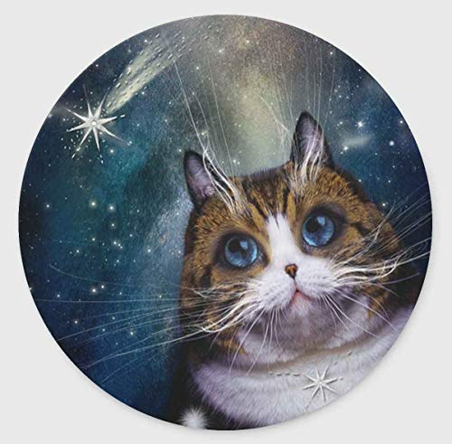 Starry Cat ノンスリップラバーラウンドマウスパッド デザインラウンドゲームマウスパッド (7.87インチ x 7.87インチ)
