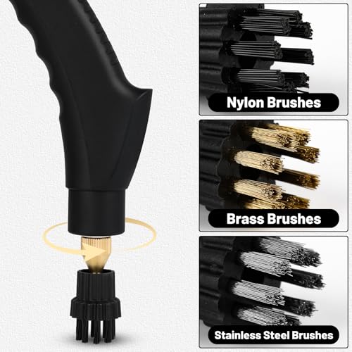 Image of 9PCS M8 Steam Cleaner Brush Head Steamer Replacement Attachments for Hard Surface, Brush Head Bulk Steam Cleaner Accessories Mop Parts Cleaning Brush Head, M8 Threaded Screw-on Brush