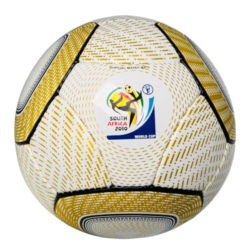 2010 South Africa World Cup Soccer Ball A++ Quality Rexine Size 5 Football with High Air Retention, Water-Resistant, for Soccer Players