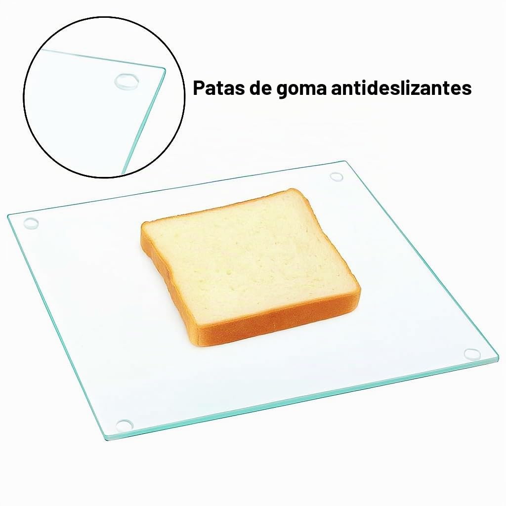 Hacaroa Juego de 4 tablas de cortar de vidrio templado, tabla cuadrada de 10x10 pulgadas con patas de goma, apta para lavavajillas, transparente