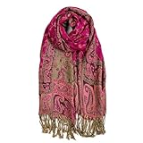 AUSEKALY Pashmina Feel Shawls Wraps for Women Rave Scarf Soft Silky Reversible Men Scarves Rose Pink