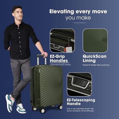 Image of Move-Meant TREKIFY Small Cabin 55Cm Suitcase 8 Wheels Number Lock Polypropylene Olive Trolley Bag for Men & Women | 360 Degree Wheeling System Luggage | Trolley Bags for Travel