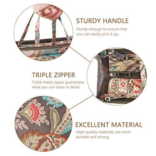 Vercord Patterned Purse Handbag Tote Pocketbook Bag Organizer Insert With Zipper Handle For Women Medium Peacock Flower #TOP4