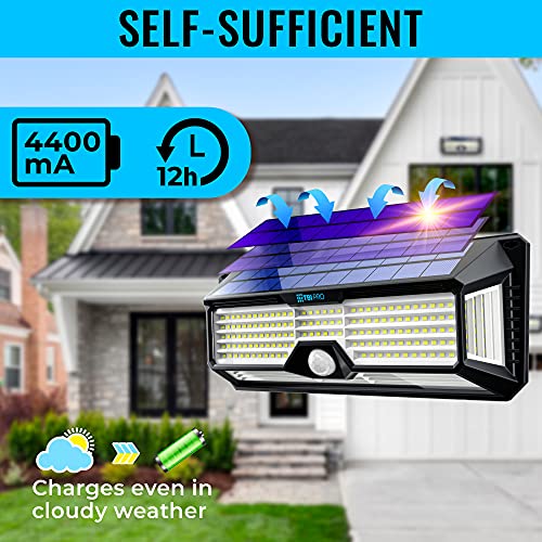 TBI Pro Solar Lights Outdoor Waterproof 298 LEDs 2500lm Ultra Bright - Security LED Motion Sensor Flood Light for Wall Garden up to 800 sq ft - 280° Wide Angle Lighting Powered 4400 mAh IP65 (1-Pack) thumbnail 4
