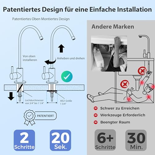 iSpring RCC7AK 6 Stufiges Umkehrosmose Trinkwasser Filtersystem, 75GPD mit Alkalien & Mineralien Filter, NSF-zertifiziert, Untertisch Umkehrosmoseanlage für Trinkwasser