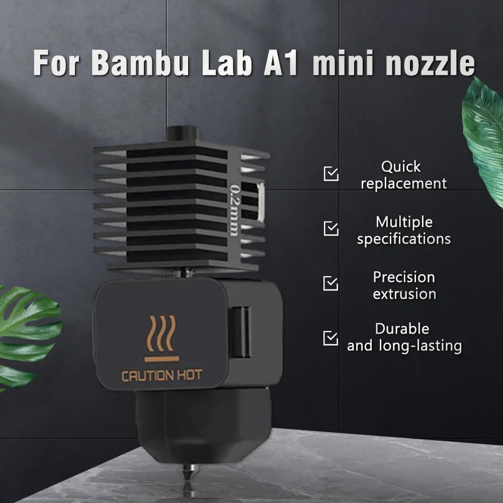 for Bambu Lab A1/A1 Mini Removable Hotend Kit Fast Speed Hotend Assembly,0.2/0.4/0.6/0.8 High Flow Hardened Steel Nozzle for Bambu Lab A1 Hot end(0.2mm)