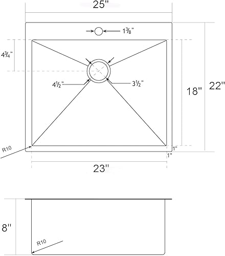 Miniatura 6 de Friho Fregadero de cocina negro de 25 x 22 pulgadas, fregadero cuadrado de acero inoxidable para lavandería al aire libre, cuenco individual