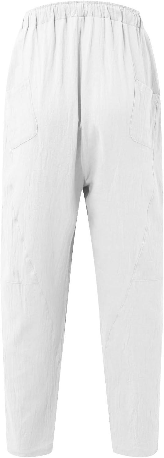 Ymosrh Mens Jogger Sweatpants and Comfortable Casual Pants Cotton Linen Drawstring Trousers Athletic Pants for Men