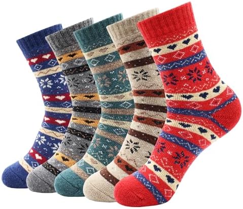 Wool Socks for Women, Cozy Thermal Fall Winter Hiking Alpaca Warm Think Knit Comfy Crew Calf Socks