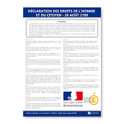 Affichage Déclaration des droits de l'homme et du citoyen - Plastifié - Fabriqué en France Cover