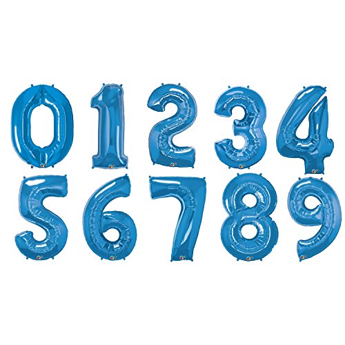 Qualatex - Globos números metálicos de 34 pulgadas color zafiro (0-9) (9/Zafiro)