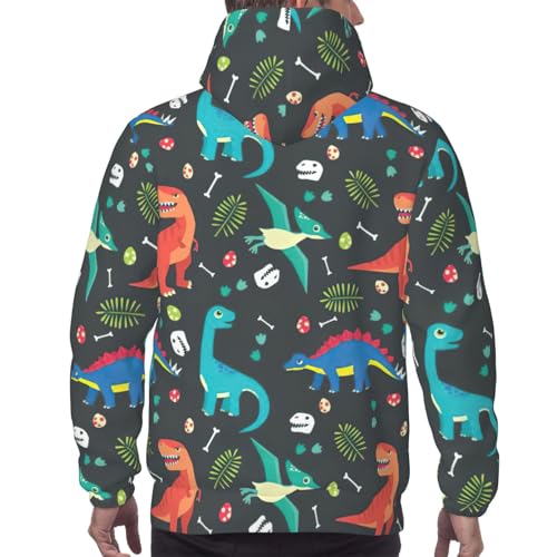 Sweat à capuche homme dinosaure pull polyester avec poche EdWal - 4