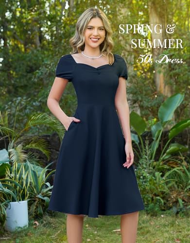 Wedtrend Women's 1950s Dresses With Sleeve 40s Tea Party Dresses Cocktail Dress Swing Vintage Dress4