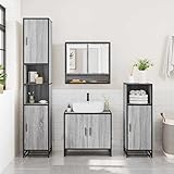 L'armoire de salle de bain à miroir grise Sonoma est fabriquée en bois durable et en métal. Un matériau respectueux de l'environnement avec une surface résistante à l'humidité (65 x 20 x 60 cm), idéale pour une utilisation quotidienne dans la salle de bain humide. La construction robuste résiste à la déformation et assure une stabilité pendant des années (max. 60 kg de charge).