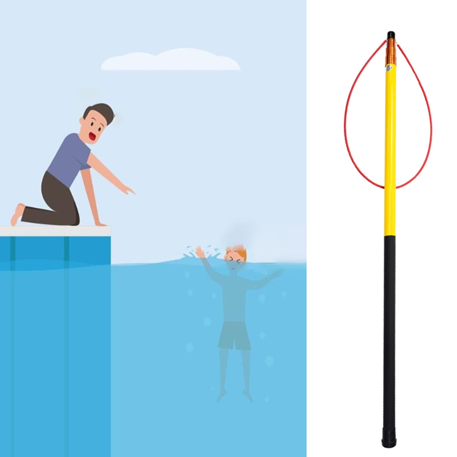 Jkjzsalj Yellow Rescue Pool Pole,Fiberglass Telescopic Pool Rescue Hook-Lightweight Non-Slip Drowning Lifesaving Safety Equipment For Emergency Water Rescue,