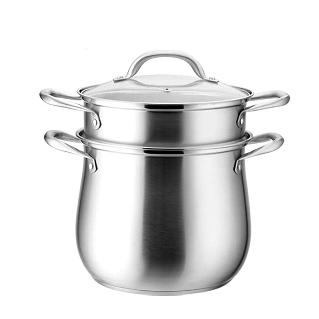 IUokLU Stock Pot/Steamer, Household 304 Stainless Steel Thickened Soup Pot, for 2-12 People, for Gas Stove/Induction Cooker,28cm,28cm(26cm)