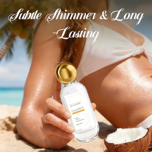 LMDGDS Luxury Vanilla Body Oil Hydrating & Shimmer for Radiant Smooth Skin and Long-Lasting Fragrance (90ml / 3.04oz)