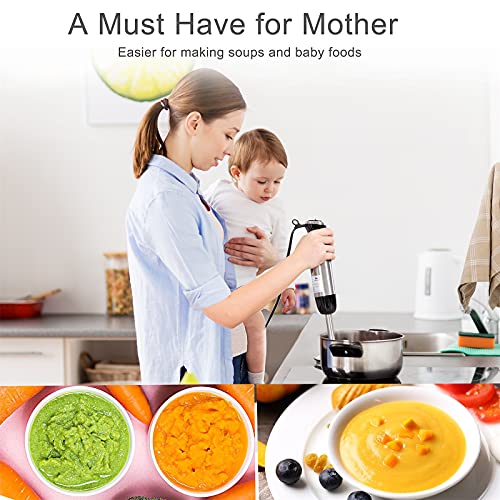 Keylitos 5-In-1 Immersion Hand Blender, Powerful 12-Speed Handheld Stick Blender With 304 Stainless Steel Blades, Chopper, Beaker, Whisk And Milk Frother For Smoothie, Baby Food, Sauces Red,Puree, Soup (Black) #TOP1