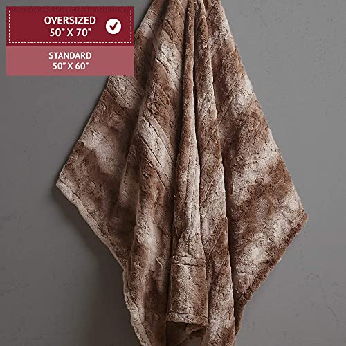 Beautyrest Zuri Reversible Faux Fur To Mink Electric Blanket, Auto Shut Off, Virtually Zero Emf, Multi Heat Setting, Ul Certified, Machine Washable, Tan Tip Dye Throw 50X70" #TOP4