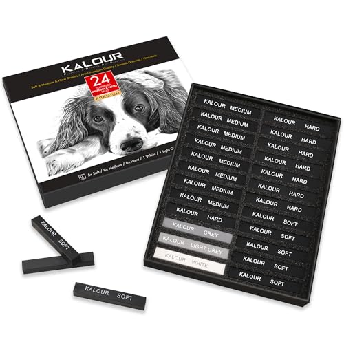 KALOUR 24 Pro Charcoal Drawing Set for Artists