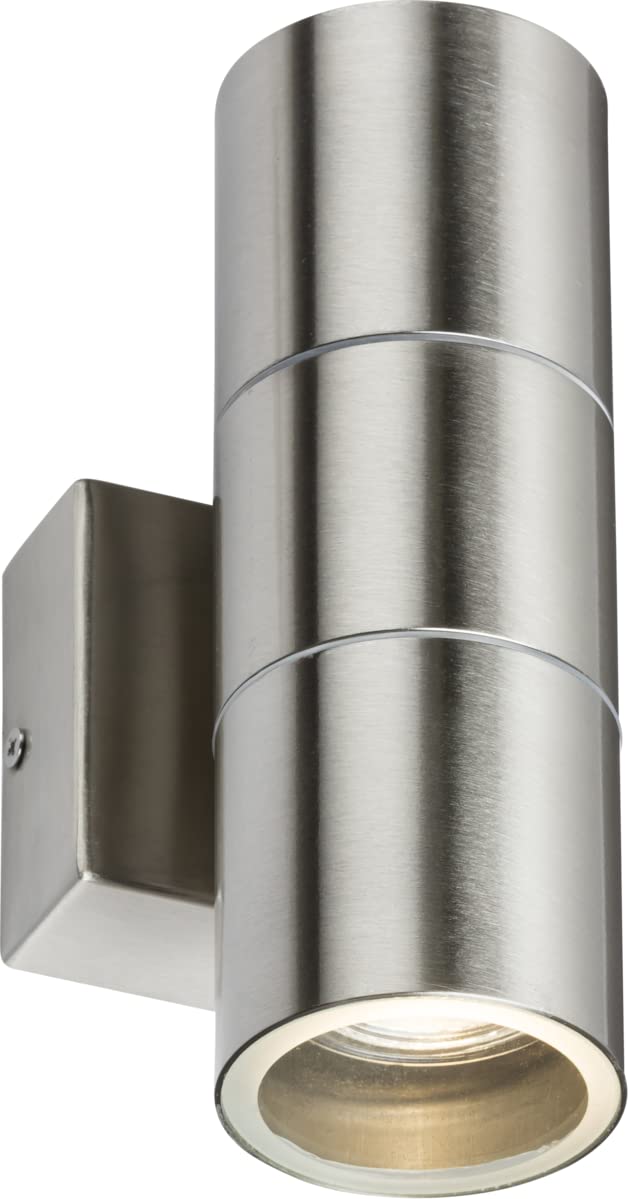 Knightsbridge Brushed Chrome Single Gu10 Outdoor Up And Down Wall Light In