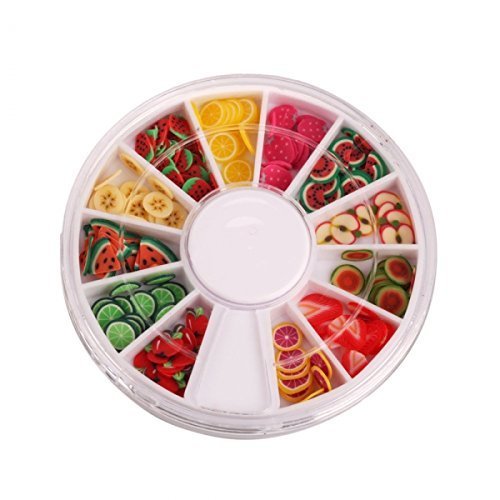 Naisicatar - 144 décorations pour nail art en 3D, tranches de fruits en pâte Fimo