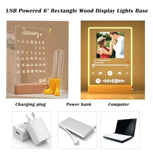 image for Lyshujli 4Pcs 6“ Wooden LED Light Display Stand Base,Rectangle Wood 