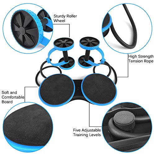 Honelife Multi Função Double AB Roller Wheel Dobrável AB Muscle Trainer Home Gym Fitness Wheel