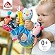Fehn Spielhandschuh Color Friends – Fingerpuppen Baby Spielzeug Hund, Katze und Pferd zum Greifen & Geräusche erzeugen – Handpuppen für Babys ab 0+ Monaten - Puppenhandschuh mit Rassel & Quietsche