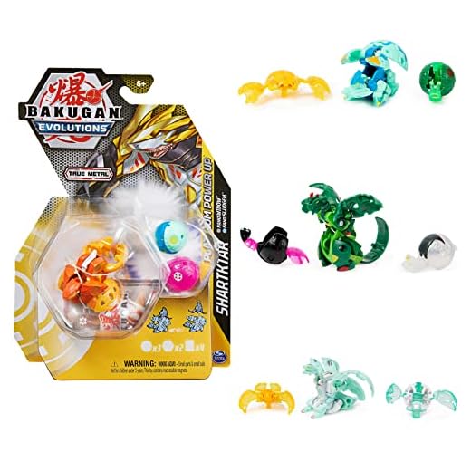 Bakugan Evolutions, Power Up Pack, Figura de acción True Metal Bakugan y Nanogan, Juguetes para niños de 6 años en adelante, los Estilos Pueden Variar, como se ve en Roblox, NETLIX y Pop TV