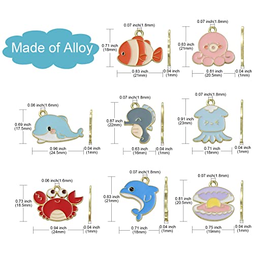 Stiesy 24Pcs 8 Styles Enamel Marine Animal Charms Pendants Ocean Creature Charms Cute Sea Animal Dangle Charms for DIY Crafts Bracelet Jewelry Making - Image 2