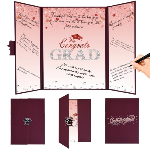 Image of Crenics Maroon Graduation Decorations Class of 2026, Creative Graduation Guest Sign in Book Alternative, Congrats Grad Signature Book 18 inch x 12 inch, Awesome Graduation Gift or Keepsake