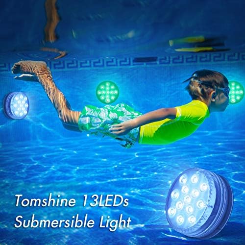 4 Pack Hot Tub Lights,IP68 Waterproof Pond Light 13 LED Beads 16 Colors Underwater Bath Lights with RF Remote Control & Magnetic & Suction Cups Submersible Led Light for Lazy Spa Pool